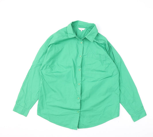 Womens UK Size 10 Cotton Traders Green Basic Button-Up