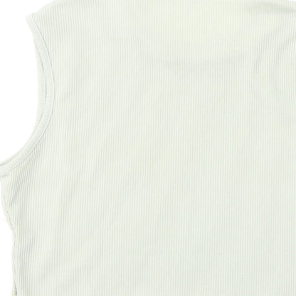 In the Style Womens Green Polyester Cropped Tank Size 10 Round Neck - Ribbed