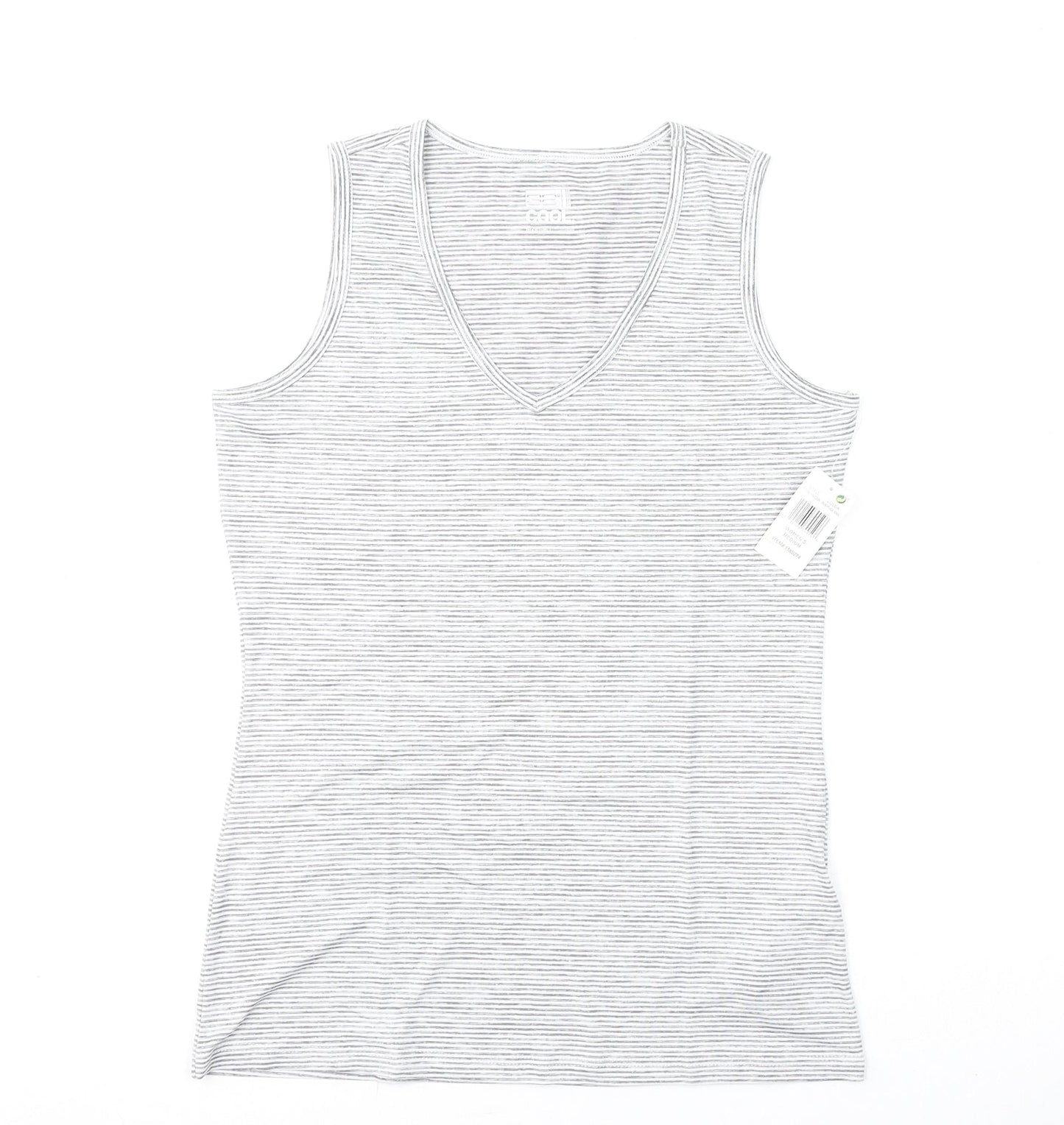 32 Degrees Womens Grey Striped Polyester Basic Tank Size M V-Neck