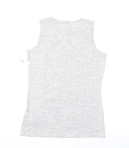 32 Degrees Womens Grey Striped Polyester Basic Tank Size M V-Neck