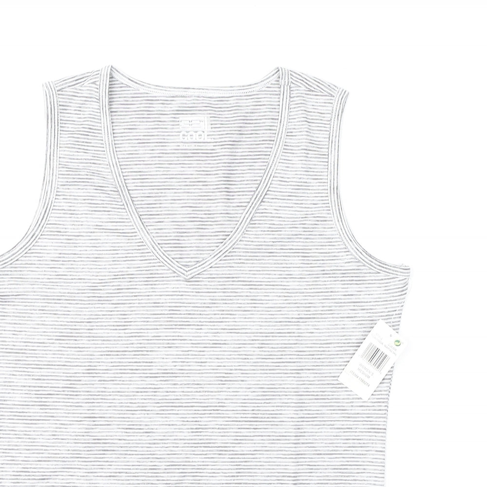 32 Degrees Womens Grey Striped Polyester Basic Tank Size M V-Neck