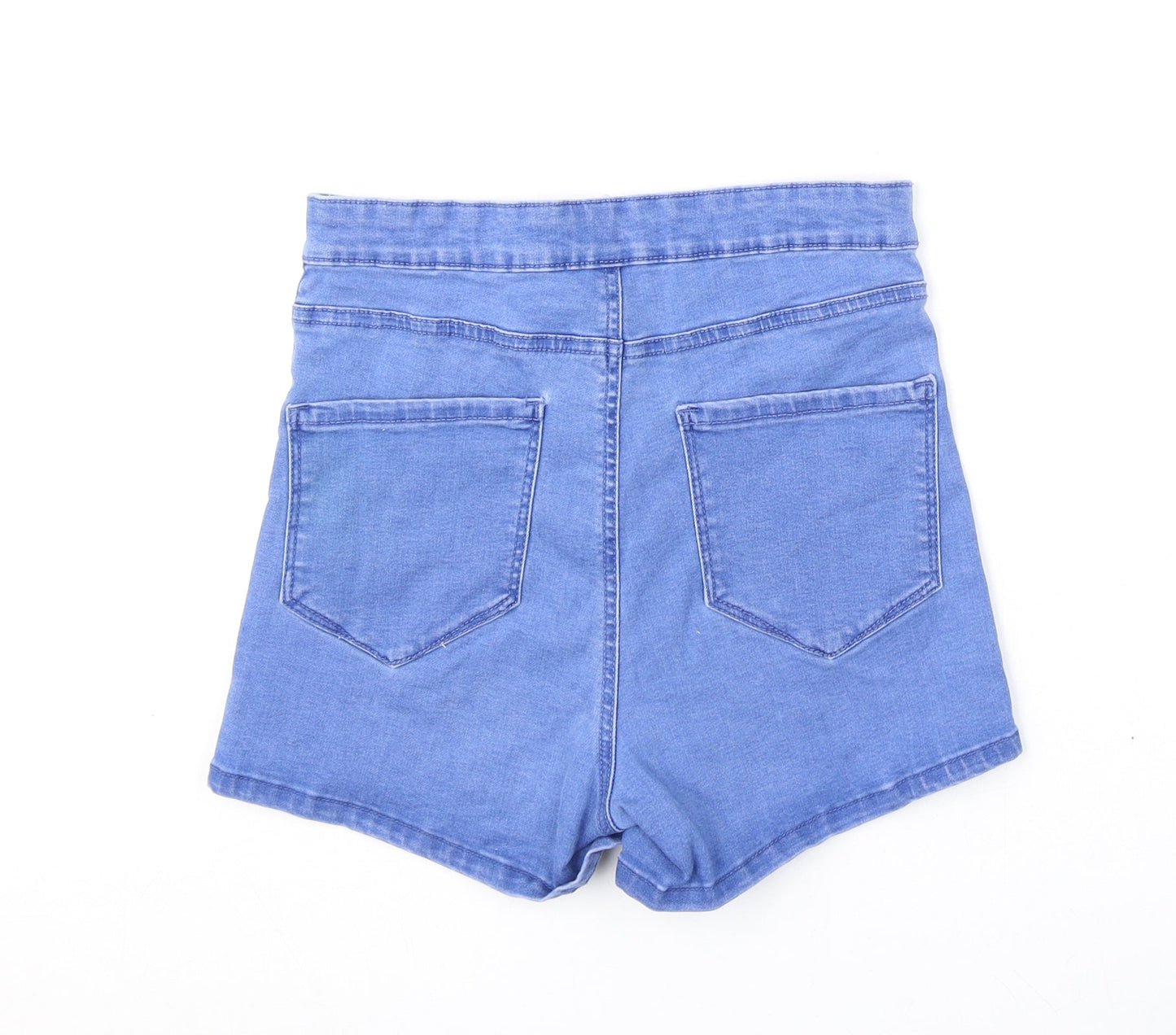 Denim & Co. Womens Blue Cotton Hot Pants Shorts Size 10 Regular Zip