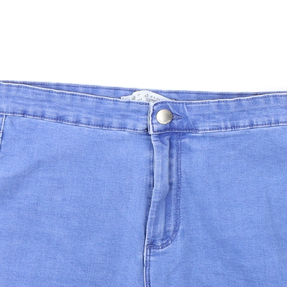 Denim & Co. Womens Blue Cotton Hot Pants Shorts Size 10 Regular Zip