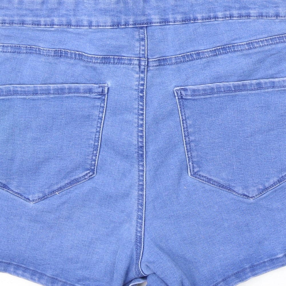 Denim & Co. Womens Blue Cotton Hot Pants Shorts Size 10 Regular Zip