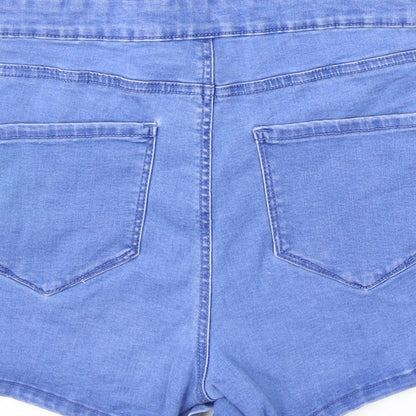 Denim & Co. Womens Blue Cotton Hot Pants Shorts Size 10 Regular Zip