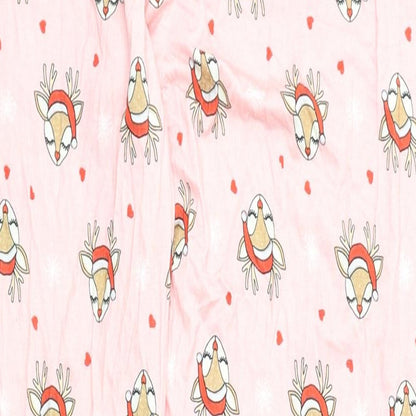 Lipsy Womens Pink Geometric Viscose Capri Pyjama Pants Size 12 - Christmas, Reindeers