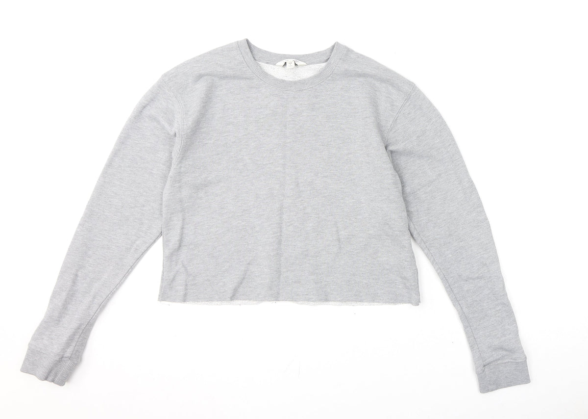 Additional front view of Miss Selfridge women’s grey polyester pullover sweatshirt, size UK 10, pullover - cropped
