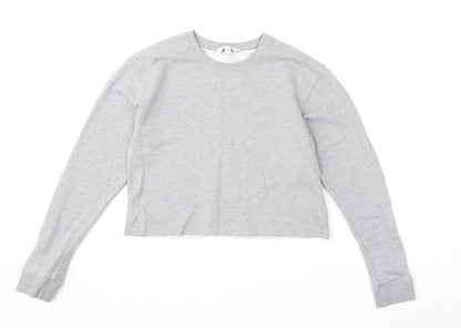 Additional front view of Miss Selfridge women’s grey polyester pullover sweatshirt, size UK 10, pullover - cropped