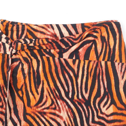 Madeleine Womens Orange Animal Print Viscose Straight & Pencil Skirt Size 10 Zip - Slit, Tiger Print