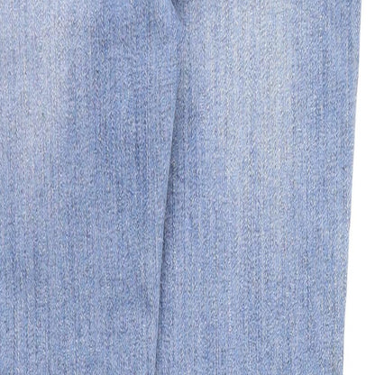 Denim & Co. Womens Blue Cotton Skinny Jeans Size 10 L25 in Regular Zip - Floral Embroidery