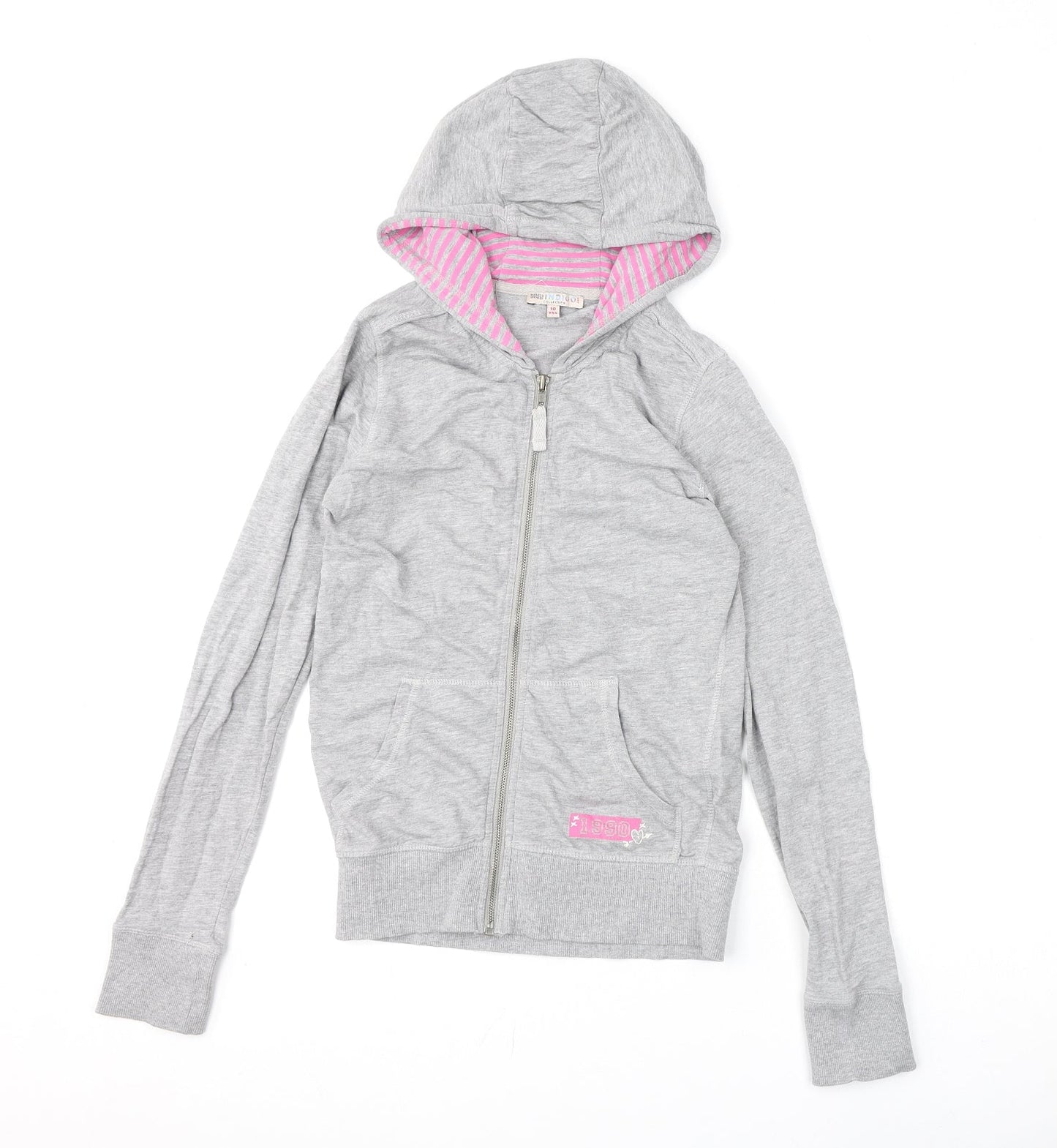 Indigo Girls Grey Cotton Full Zip Hoodie Size 10 Years Zip