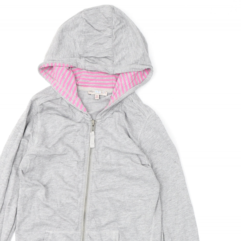 Indigo Girls Grey Cotton Full Zip Hoodie Size 10 Years Zip