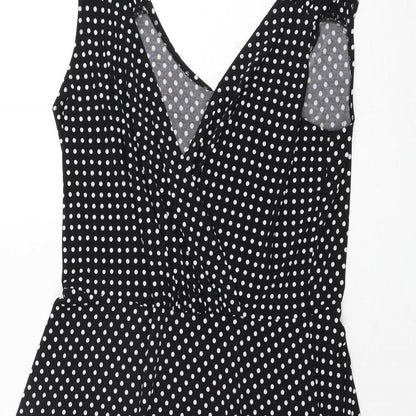 Tiana B Womens Black Polka Dot Polyester A-Line Size 12 V-Neck Pullover