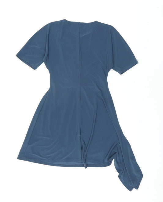 Topshop Womens Blue Polyester A-Line Size 6 Round Neck Pullover - Twist Belt