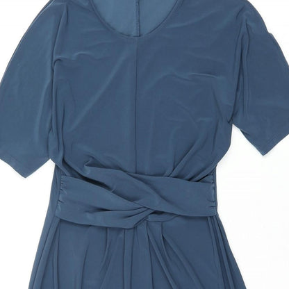 Topshop Womens Blue Polyester A-Line Size 6 Round Neck Pullover - Twist Belt