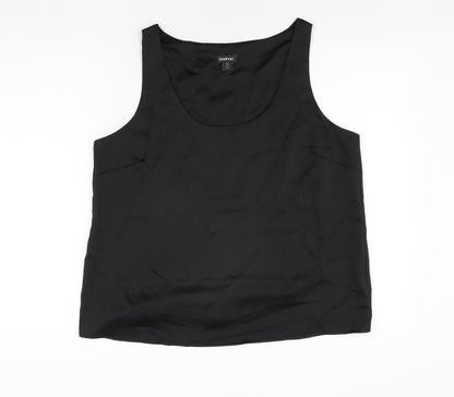 Boohoo Womens Black Polyester Basic Blouse Size 16 Scoop Neck