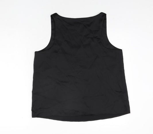 Boohoo Womens Black Polyester Basic Blouse Size 16 Scoop Neck