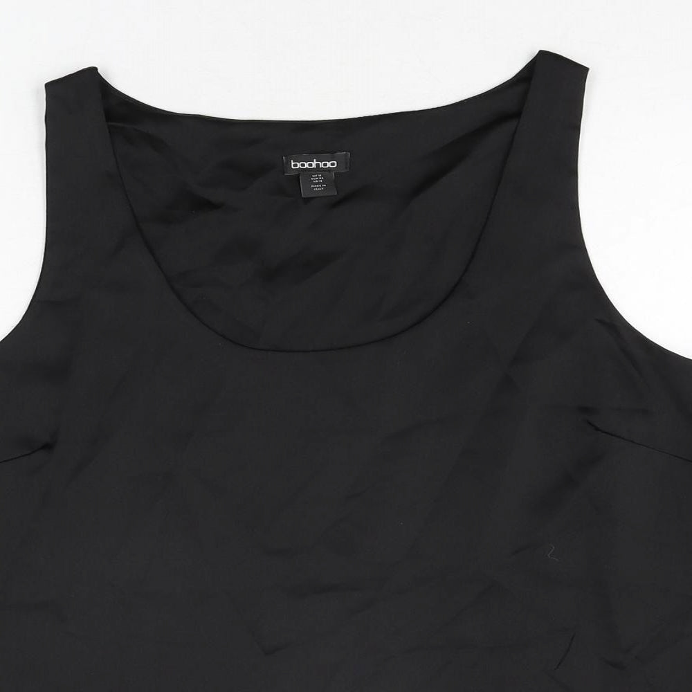 Boohoo Womens Black Polyester Basic Blouse Size 16 Scoop Neck