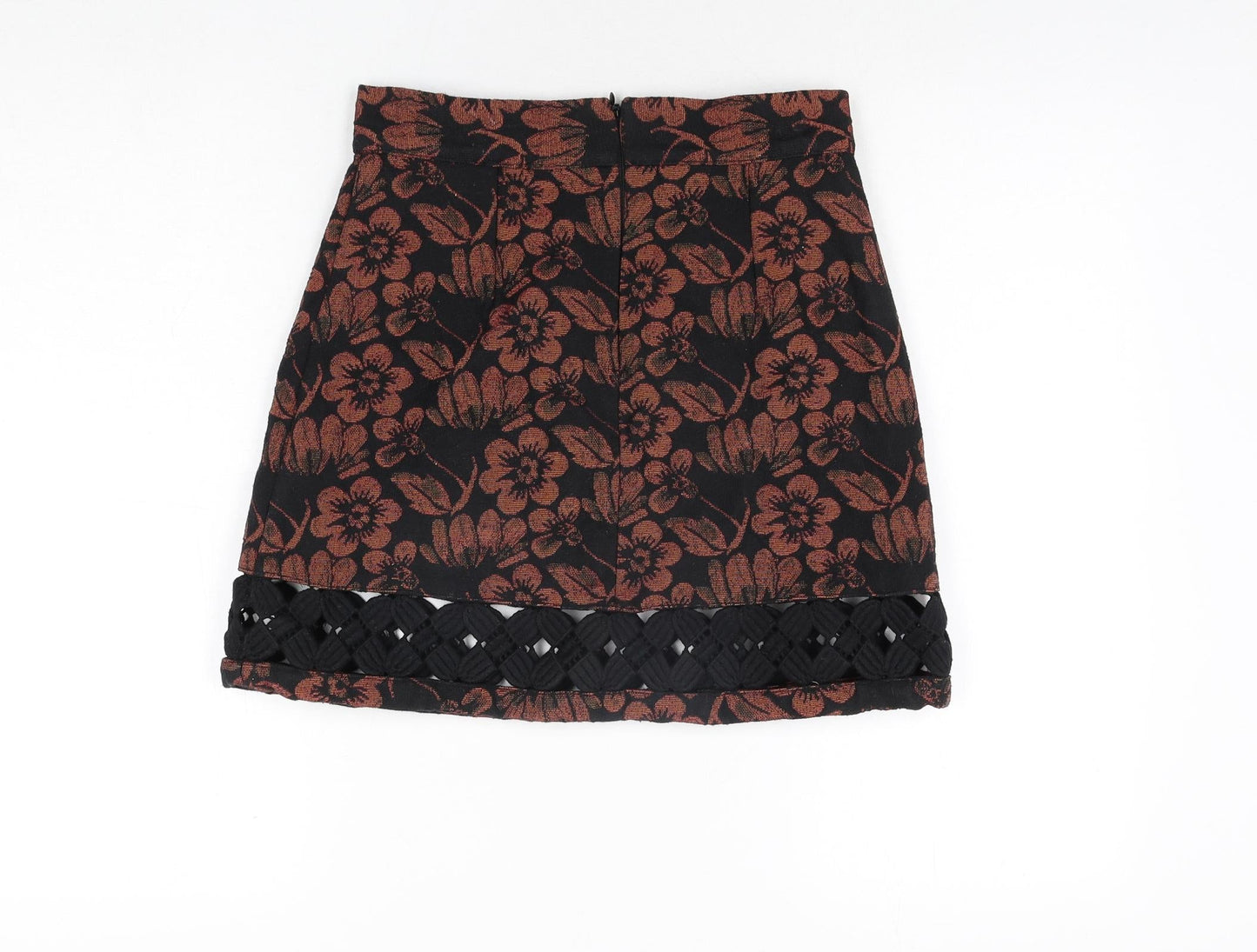 Topshop Womens Multicoloured Floral Polyester A-Line Skirt Size 8 Zip
