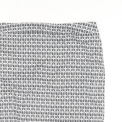 Marks and Spencer Womens Blue Geometric Cotton Straight & Pencil Skirt Size 16 Zip