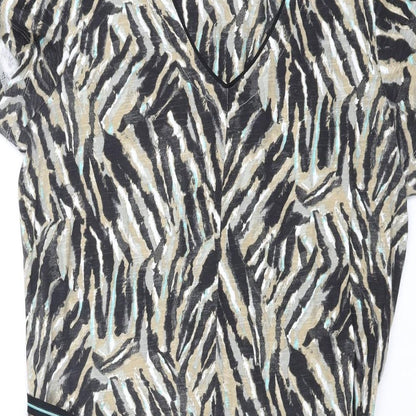 Sandwich Womens Multicoloured Geometric Cotton Shift Size L V-Neck Pullover - Belted