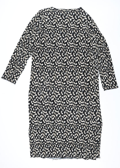 Mamalicious Womens Multicoloured Geometric Polyester Shift Size L Square Neck Pullover - Side Slits Plisse