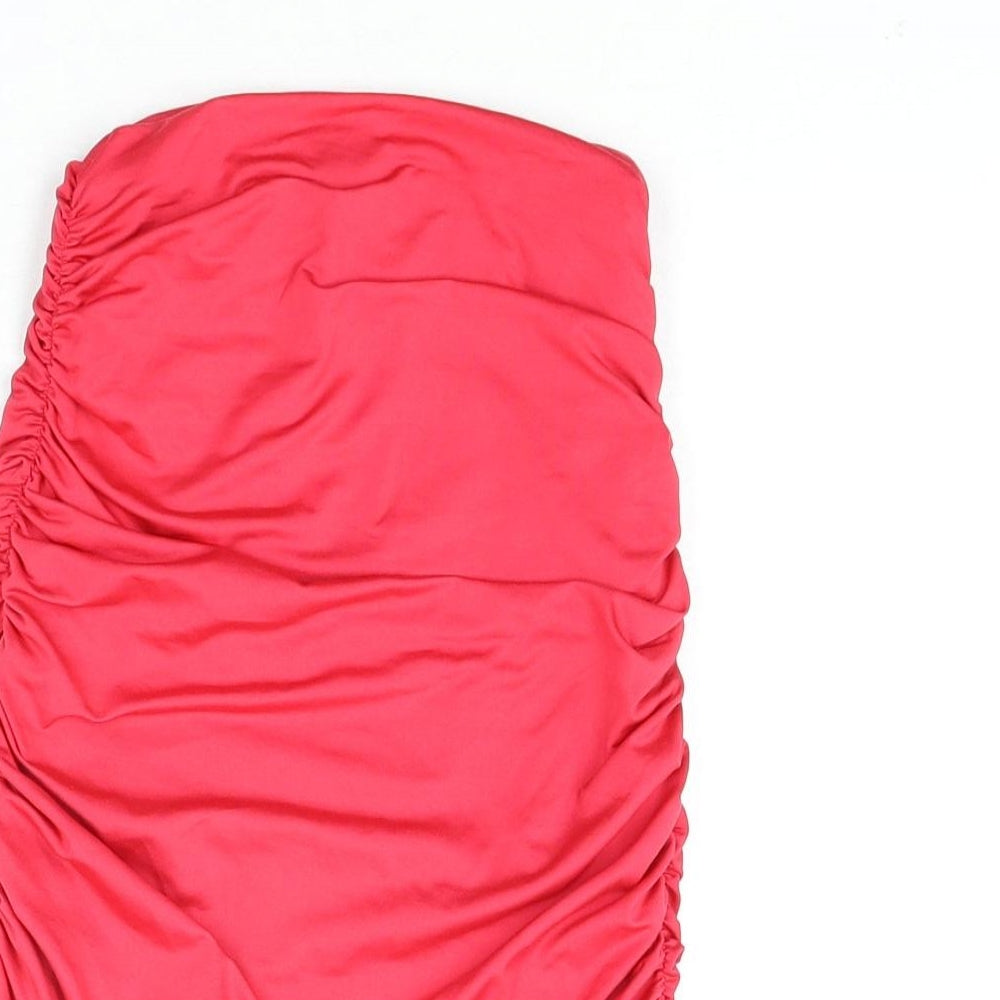 Oh Polly Womens Pink Polyester Bandage Skirt Size 4 - Rouched