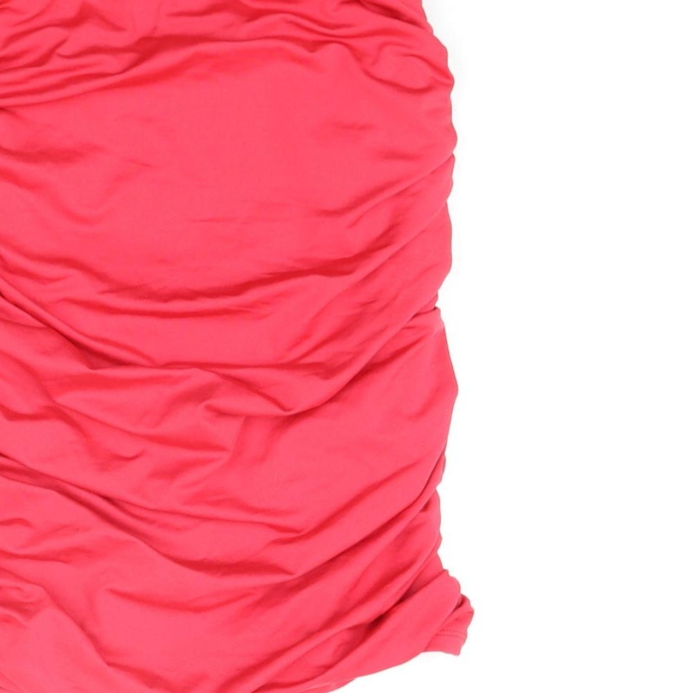 Oh Polly Womens Pink Polyester Bandage Skirt Size 4 - Rouched