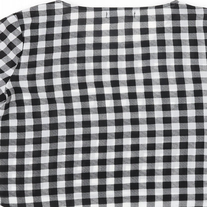Missguided Womens Black Check Polyester Basic Blouse Size 10 Round Neck