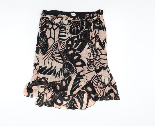 Etam Womens Multicoloured Geometric Viscose Trumpet Skirt Size 12 - Belted