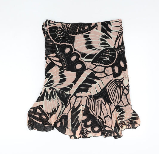 Etam Womens Multicoloured Geometric Viscose Trumpet Skirt Size 12 - Belted