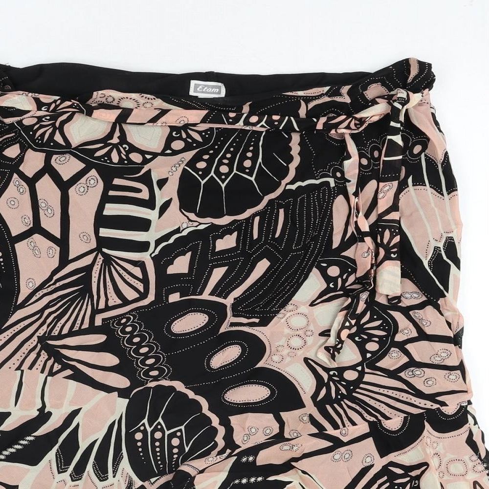 Etam Womens Multicoloured Geometric Viscose Trumpet Skirt Size 12 - Belted