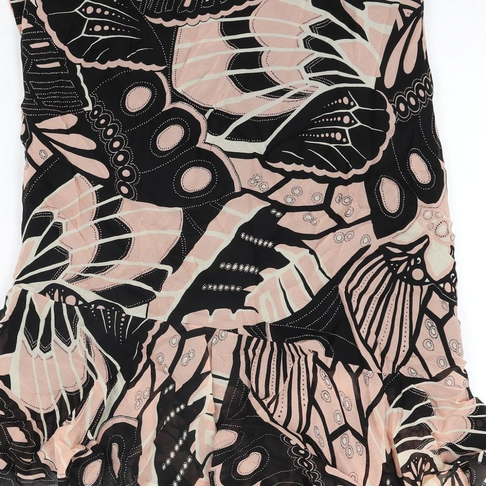 Etam Womens Multicoloured Geometric Viscose Trumpet Skirt Size 12 - Belted