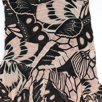 Etam Womens Multicoloured Geometric Viscose Trumpet Skirt Size 12 - Belted