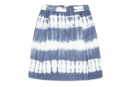 United Colors of Benetton Womens Blue Geometric Cotton A-Line Skirt Size 6 Zip - Tie Dye