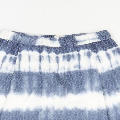 United Colors of Benetton Womens Blue Geometric Cotton A-Line Skirt Size 6 Zip - Tie Dye