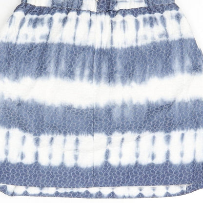 United Colors of Benetton Womens Blue Geometric Cotton A-Line Skirt Size 6 Zip - Tie Dye