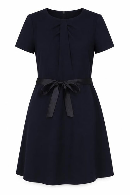 Kaliko Womens Blue Polyester A-Line Size 14 Round Neck Zip - Belted