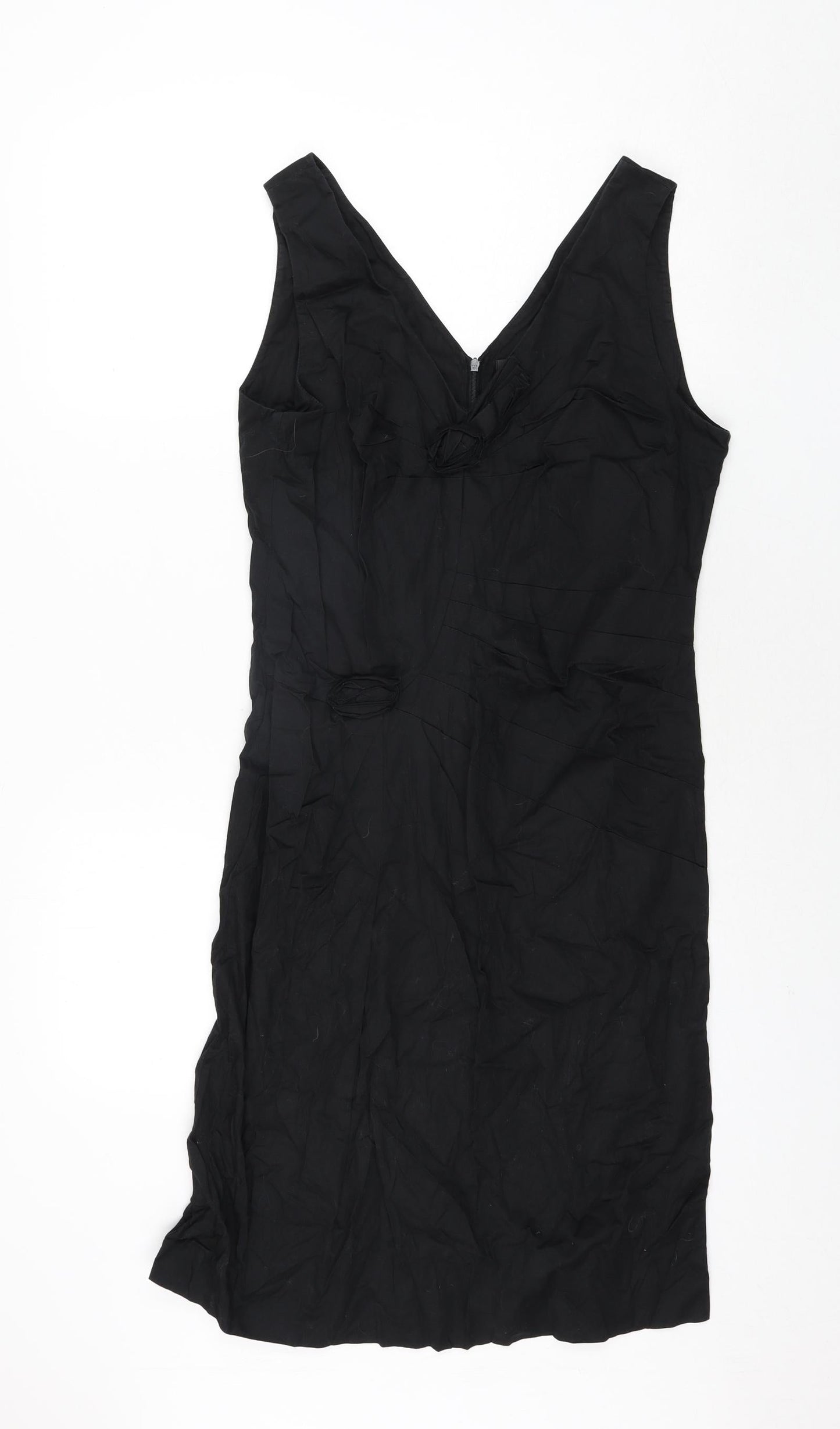 Betty Barclay Womens Black Cotton Shift Size 16 V-Neck Zip