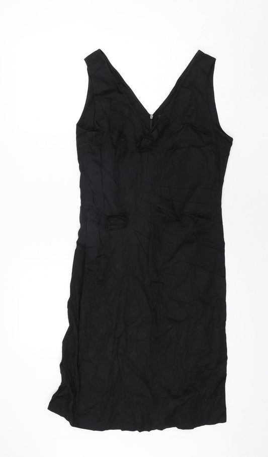 Betty Barclay Womens Black Cotton Shift Size 16 V-Neck Zip