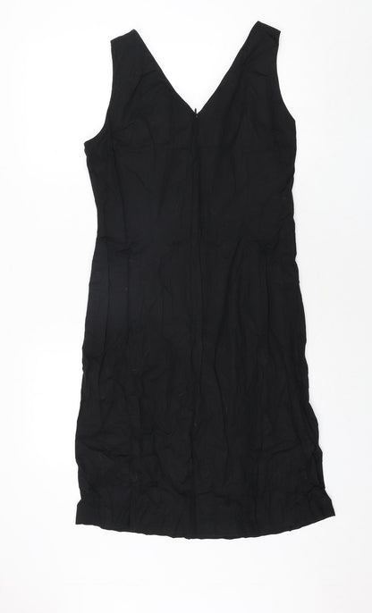 Betty Barclay Womens Black Cotton Shift Size 16 V-Neck Zip