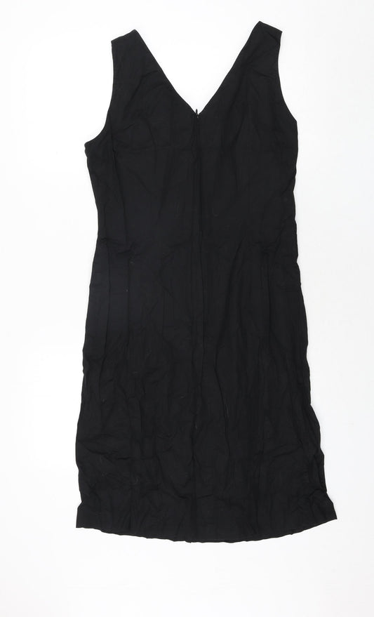 Betty Barclay Womens Black Cotton Shift Size 16 V-Neck Zip