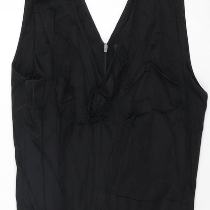 Betty Barclay Womens Black Cotton Shift Size 16 V-Neck Zip