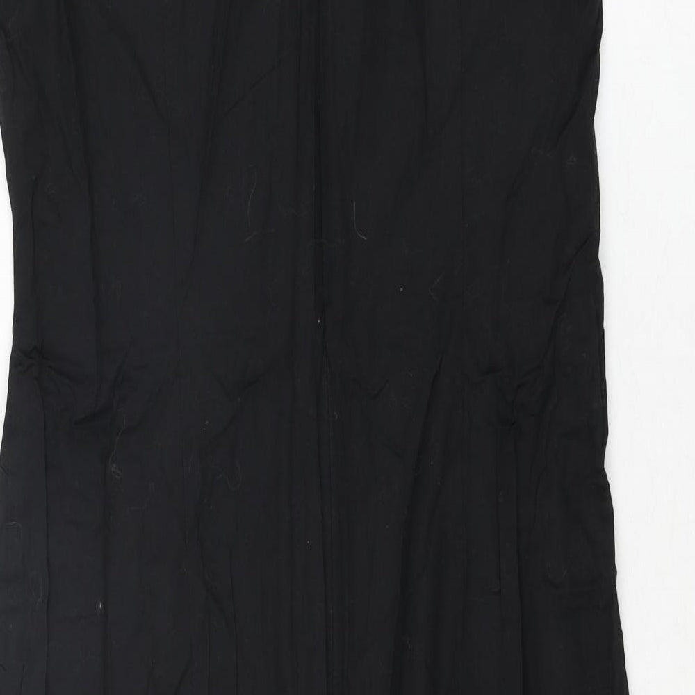 Betty Barclay Womens Black Cotton Shift Size 16 V-Neck Zip