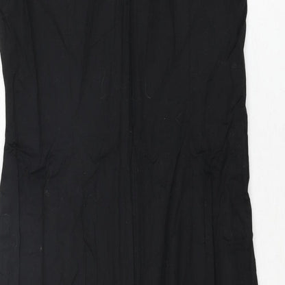 Betty Barclay Womens Black Cotton Shift Size 16 V-Neck Zip