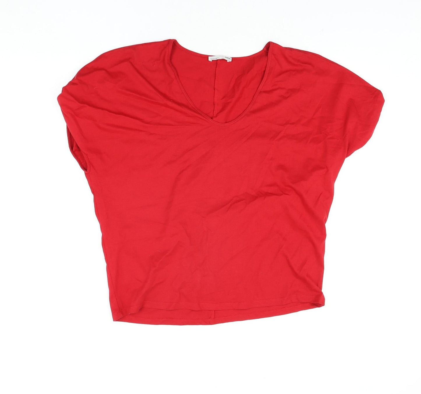 Womens UK Size M Zara Red Basic T-Shirt