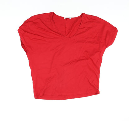 Womens UK Size M Zara Red Basic T-Shirt