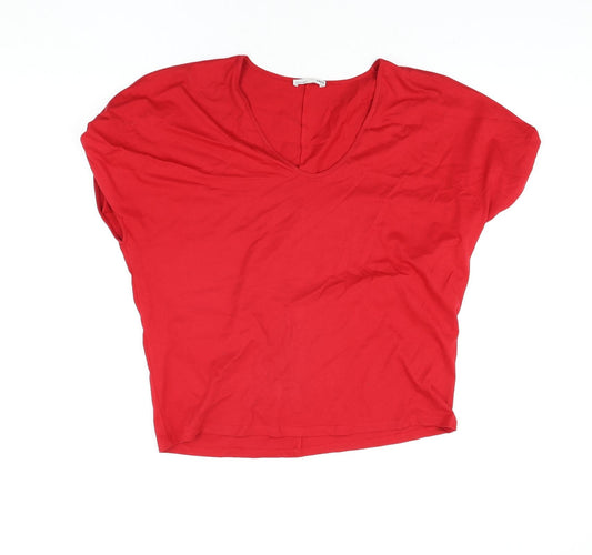 Womens UK Size M Zara Red Basic T-Shirt