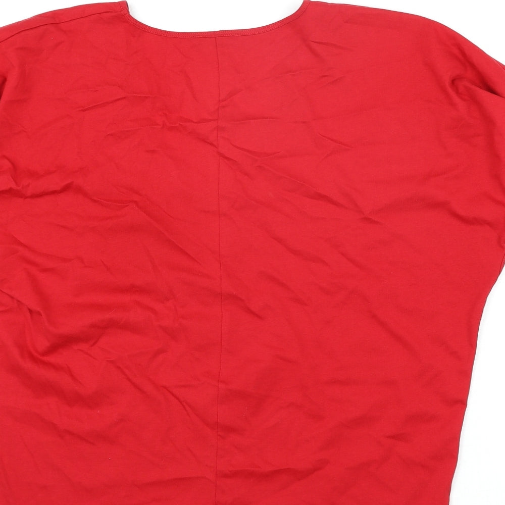 Womens UK Size M Zara Red Basic T-Shirt