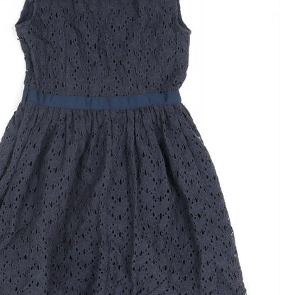 Jack Wills Womens Blue Cotton Fit & Flare Size 6 Round Neck Zip
